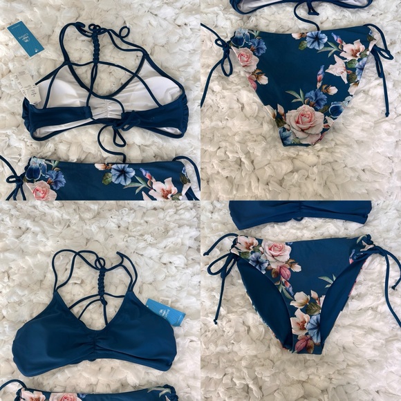 NWT Women's 2 Piece Bikini Set Back Braided Straps with Reversible Bottom SIZE M - Picture 14 of 17